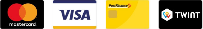 Mastercard, Visa, Postfinance, Twint